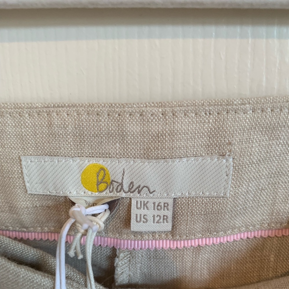 Boden linen pants in oatmeal. NWT. Wide leg perfection. Size 12R. Gorgeous! - Picture 5 of 7